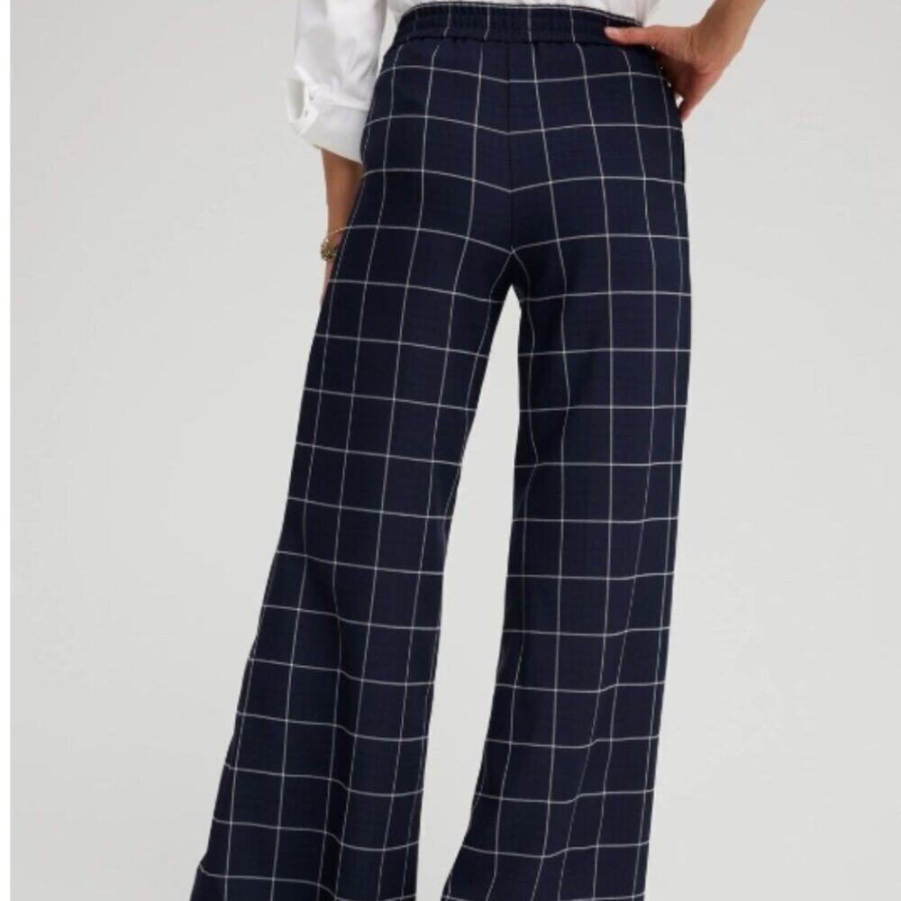 Chico's Jacquard Flare Trousers Color: Classic Navy - Picture 3 of 4